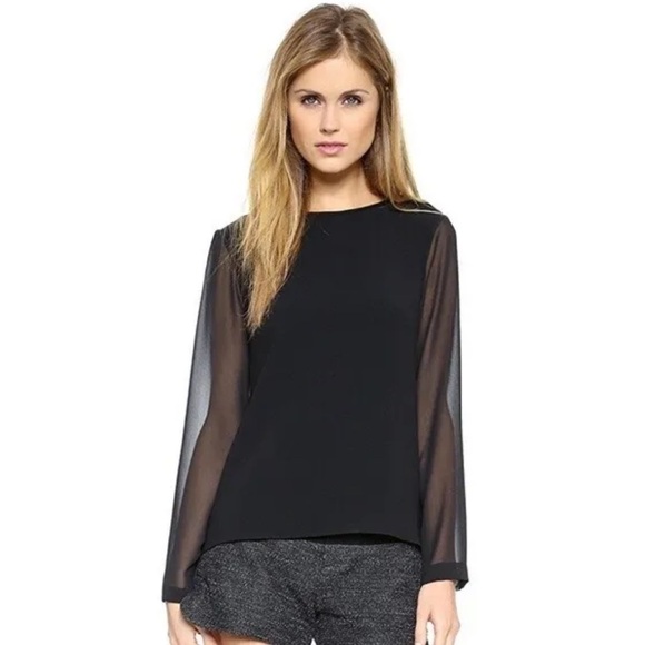 Rag and bone black sheer sleeves shirt - Picture 1 of 9
